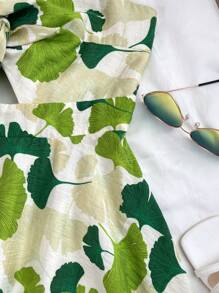 Valentine's Day V-Neck Backless Open Shoulder Slip Dress, Ginkgo Leaf Green, Suitable For Spring & Summer - Green - View 6