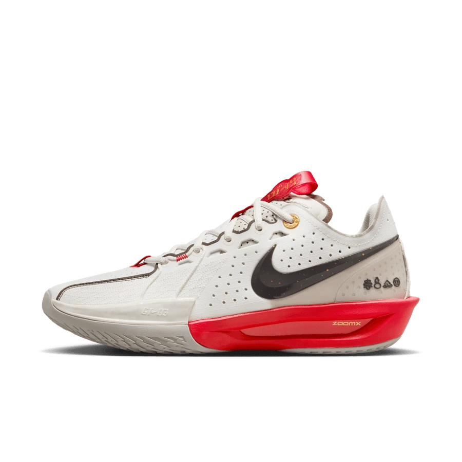 Nike Air Zoom G.T. Cut 3 EP CNY“蛇年限量版”舒适百搭防滑低帮篮球鞋男款白色/米色 HV5977-102 - 白紅色 - 查看 1