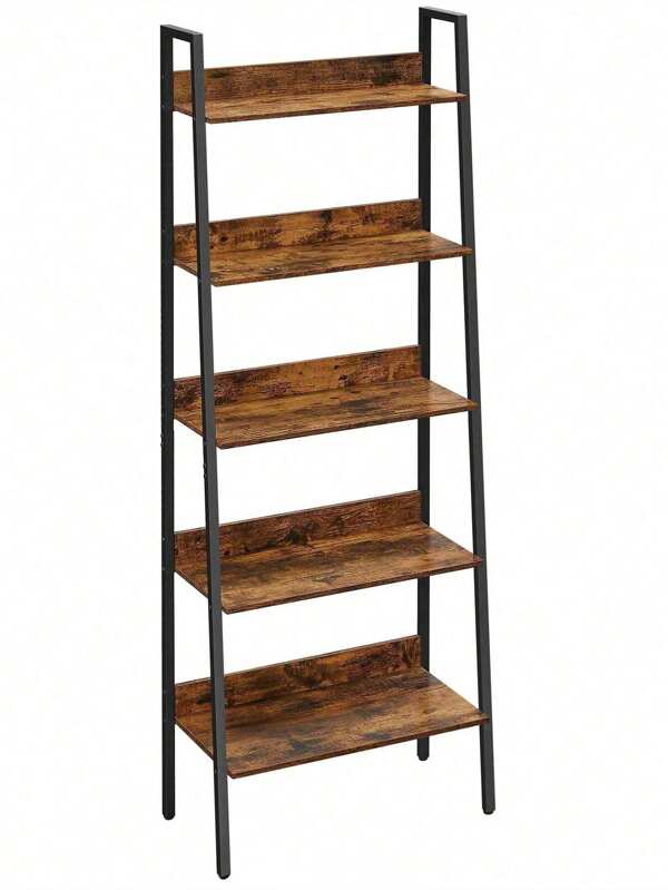 Estantería Escalera, estantería de 5 Pisos para Oficina en casa, estantes de Almacenamiento Independientes, para Cocina en la Sala de Estar, Marco de Acero, fácil de Montar, Industrial