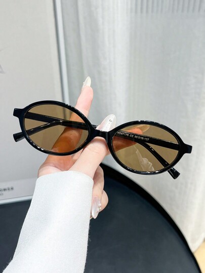 1pc Unisex Oval Full Frame Sunglasses, Casual Retro Style Suitable For Sweaters, Jeans, Sweatpants, Hoodies, Jackets, Dresses And Long Sleeve Shirts Fashionable Shade Elegant Outfit Family Outings Travel Vacation Holiday For Summer Beach Vacation,Outdoor,Travel