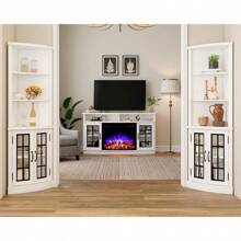 65" Corner Storage Cabinet With Glass Doors, 5-Tier Freestanding Bookcase With Adjustable Shelves, Space-Saving Organizer For Living Room And Bathroom, White - 白色 - 查看 8