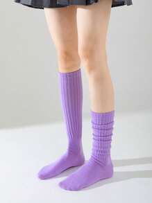 1 Pair Women Over The Knee Socks, Colorful Vertical Stripe Pattern, Fashion Versatile Thigh High Stockings, Spring/Summer