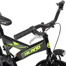 HILAND Rocket 16" 18" Vélo pour Enfants pour Garçons et Filles de 4 à 9 Ans, Vélo pour Enfants avec Cadre en Acier Carbone, Frein à Etrier, Frein à Rétropédalage arrière, Roues d'Entraînement Blanches et Porte-Bagages, 18 Pouces Avec Lumières (Noir/Blanc)