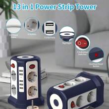 European Standard Electrical Sockets With 5 USB Ports And 8 Sockets, With 4 Individual Switches, 3 Meter Extension Cord, Suitable For Home And Office Use - EU E Type Plug(220-240V) - View 7