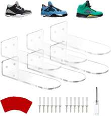 Espositore per scarpe da ginnastica da 6 pezzi, scarpiera, scarpiera da parete in acrilico trasparente, mini scarpiera per scarpe da collezione e scarpe da ginnastica per la decorazione della sala giochi da uomo