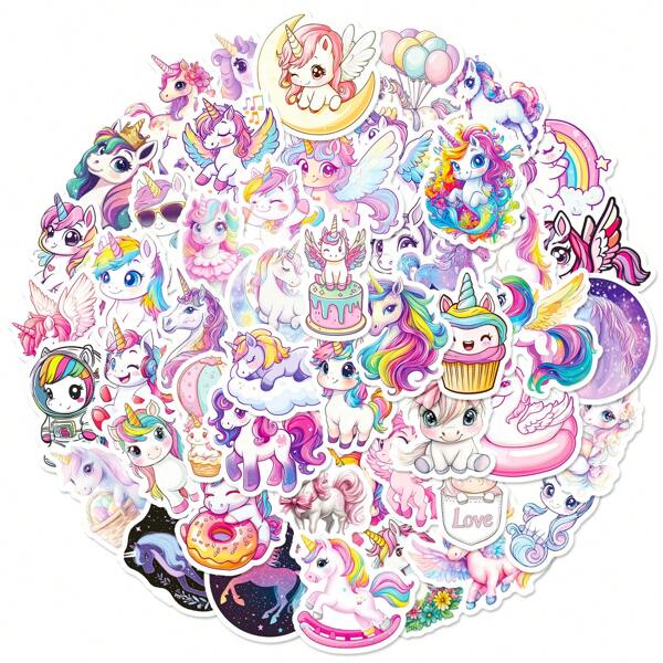 50 Piezas de Pegatinas de Unicornio, Pegatinas de Flores de Animal Rosa de Dibujos Animados para Botellas de Agua, Suministros de Fiesta, Equipaje, Decoración de Festival, Portátil, Pegatinas de Vinilo Resistentes al Agua para Adolescentes, Adultos, Útiles Escolares, Vuelta al Colegio