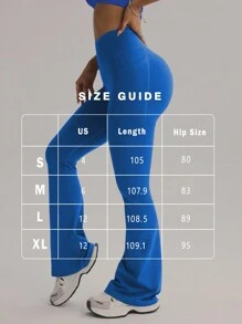 FWH Functional Performance Version,High Waist Slimming Flares With Secret Pockets | Retro Streetwear To Gym,Sculpting Waist + Peach-Butt Lift,Anti-Slip Waistband + Concealed Pockets | Perfect For Yoga & Daily Wear,High-Waisted Flares For All Body Types,Retro Stylish Streetwear Look,High-Waisted Flared Yoga Pants Tights - Royal Blue - View 2