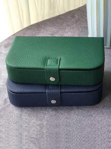 1 PIEZA Caja de almacenamiento de joyas de PU portátil de varias capas, adecuada para guardar pulseras, anillos, pendientes, collares, decoraciones de boda, regalos del Día de San Valentín