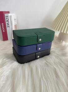 1 PIEZA Caja de almacenamiento de joyas de PU portátil de varias capas, adecuada para guardar pulseras, anillos, pendientes, collares, decoraciones de boda, regalos del Día de San Valentín