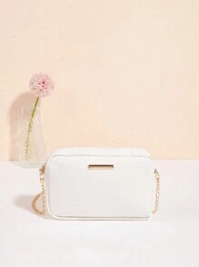 1pc Girls' Crocodile Pattern Cute Minimalist Chain Crossbody Square Bag, Suitable For Daily Use, Best Gift Choice - M813B - View 19