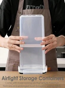 7pcs Airtight Food Storage Containers With LIDS - Perfect For Kitchen Pantry Organization And Storage Of Grains, Rice, Pasta, Tea, Nuts And Coffee Beans - Dishwasher Friendly, Including Labels And Markers,Stocking Stuffers For Women,Vanity,Local Warehouse - Black and White - View 6