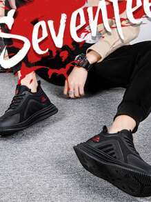 Tenis Hombre de Moda Sneakers Running Casual-Zapatos Deportivos Tenis Hombre Casuales de Moda Fashion Zapato Casual Hombre,Con Encaje Transpirable De Malla - Rojo - Ver 3