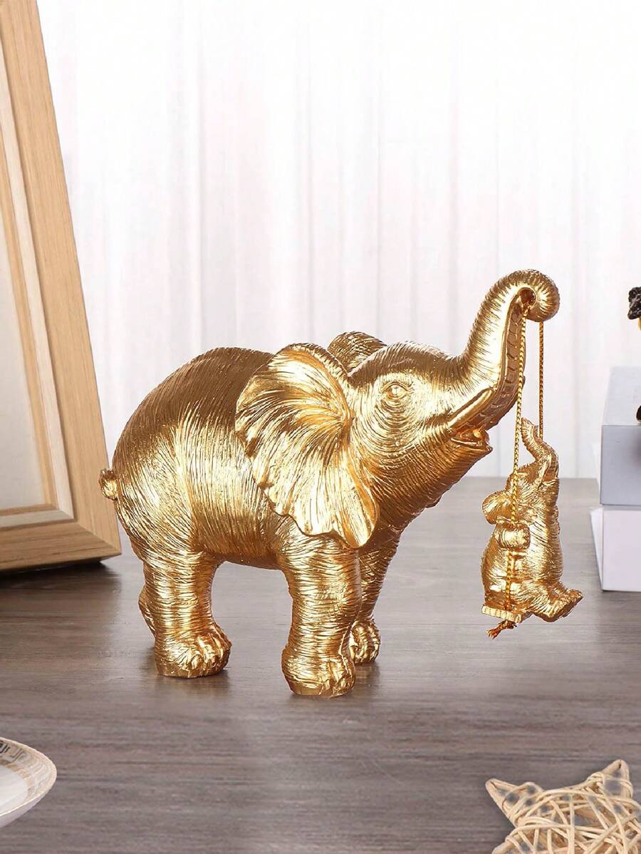 Regalos de elefante para mujeres, decoración del hogar con elefantes, la estatua de elefante trae amor, decoración del hogar con elefantes dorados y lindos para la sala de estar - Multicolor - Ver 1