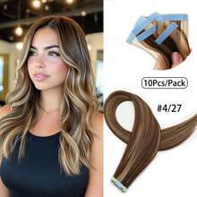 10 piezas de extensiones de cabello postizas para mujeres, 24 pulgadas de cabello sintético Kanekalon liso, no se destiñen, sin costuras e invisibles para todo tipo de cabello, 10 piezas/paquete, 35g