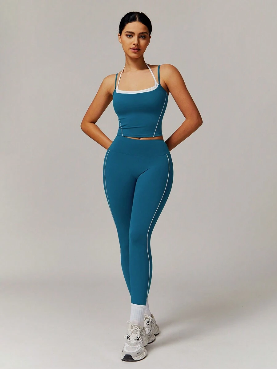 MASKERT 春夏女套装运动套装瑜伽套装背心裤套装健身服运动套装网球服锻炼居家休闲舒适亲肤