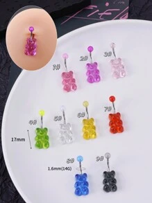 1 件装甜美可爱糖果熊肚脐环不锈钢粉色肚脐首饰亚克力肚脐穿孔肚脐条吊坠肚脐穿孔条肚脐环肚脐环肚脐钉肚脐环肚脐穿孔首饰礼物适合女性女孩日常派对佩戴情人节礼物、妈妈、母亲、母亲节、礼物 - 彩色 - 查看 2