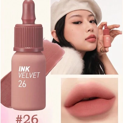 Peripera K-Beauty Ink 丝绒唇膏，显色度高，持久不脱色，轻盈质地，不含麸质，不含防腐剂，丝绒哑光唇膏，液体唇膏，顺滑易涂，持久显色，韩国化妆品