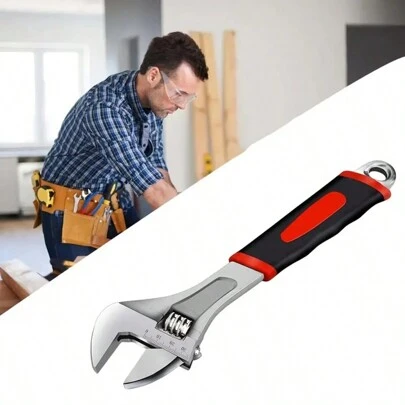 1 件装高精度可调节盆式扳手，带符合人体工程学的橡胶涂层手柄，适用于汽车、管道、家庭、车辆和浴室维修，男士工具