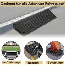 YARDIN 2 rampas de acera, rampa de umbral de puerta de goma, rampa de acera para automóvil, motocicleta, umbral de puerta de rampa para vehículo de silla de ruedas para bordillos de 10 cm de alto, negro - 53x32x10 cm