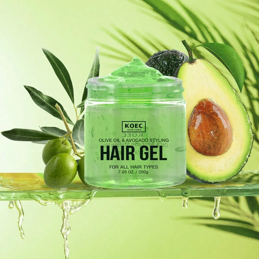 KOEC 200克橄榄油牛油果造型啫喱，增添光泽，抚平分叉，滋养秀发，轻盈定型，适合所有发质。 - 綠色 - 查看 1