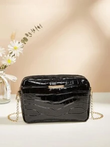 1pc Girls' Crocodile Pattern Cute Minimalist Chain Crossbody Square Bag, Suitable For Daily Use, Best Gift Choice - M813B - View 9