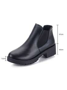 Botines clásicos con estilo con cordones, botines con cremallera lateral para mujer, botines clásicos negros elásticos perezosos - XZ067Negro - Ver 6