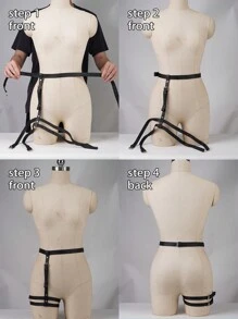 Cinturón de arnés de piel sintética negra para mujeres - Arnés corporal ajustable con correas para las piernas - Accesorio de moda gótica, festivales y raves