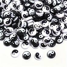 50pcs 7mm/25pcs 11mm Black & White Acrylic Yin Yang Pattern Spacer Beads, For Decoration, DIY Bracelets, Necklaces, Earrings Accessories