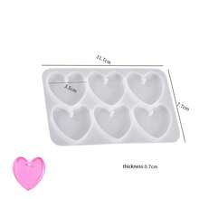 1 Peça de Molde de Silicone em Forma de Coração de Borboleta de 3 em 6 Furos para Pingente e Chaveiro de Resina com Conta-Gotas de Cristal DIY
