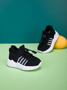 Sepatu Sneakers Olahraga Luar Ruangan Kasual Anak-Anak Model Baru, Sederhana, Lembut, Bernapas, Anti Selip, Ringan, Bertali Rendah, Cocok untuk Semua Musim - Hitam dan Putih - View 8