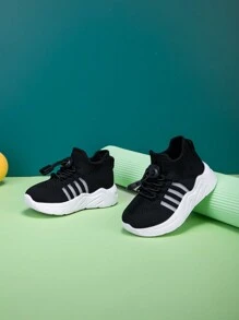 Sepatu Sneakers Olahraga Luar Ruangan Kasual Anak-Anak Model Baru, Sederhana, Lembut, Bernapas, Anti Selip, Ringan, Bertali Rendah, Cocok untuk Semua Musim - Hitam dan Putih - View 9