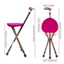 Free Standing Folding Massage Cane Seat Crutch Chair Walking Stick Disabled Height Adjustable Walking Cane Chair - Bronze Color and Pink - View 2