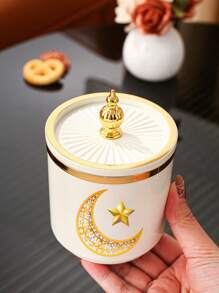 1pc Star, Moon, Lantern Plastic Household Storage Jar Pot Canister For Grains, Dried Fruits, Candy, Cookies, Bread, Suitable For Wedding, Party, Gift, Birthday - Yellow - View 15