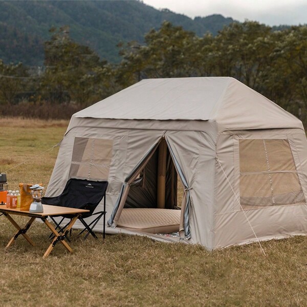 Mountain Guest Overnight Inflatable Tent, Outdoor Camping Extra Large Tent, Waterproof, Sunshade, Titanium Black Coating, Camping Ground