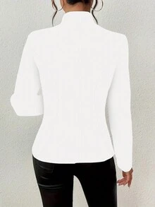 Casual Solid Color Button-Up Women Jacket, Versatile For Spring And Autumn - White - View 3