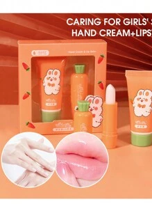 桃子草莓坚果润唇膏护手霜套装礼盒补水保湿秋冬防冻裂修复滋润抚平唇纹礼盒 - 彩色 - 查看 4