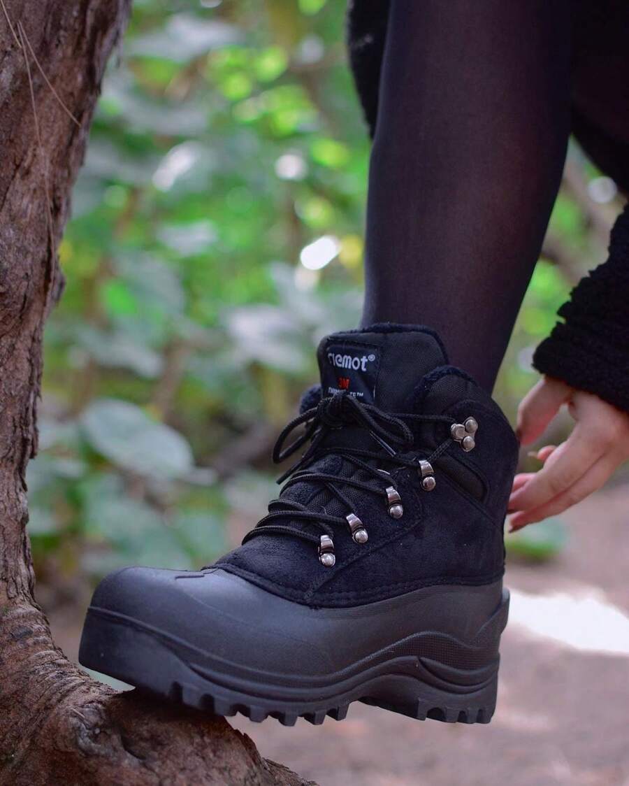 Riemot Women's Snow Boots, Waterproof Winter Boots For Dog Walking Hiking Trekking Fishing Riding Hunting, Mucker Yard Boots Gardening Shoes Warm Anti-Slip Ankle Boots - Black - View 1