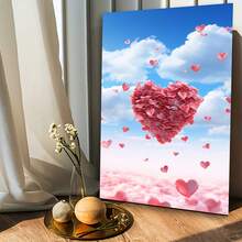 1 Pc Romantic Sky Love Theme Poster Wooden Framed Canvas Painting -  Thickness 2.25cm/0.9inch,Home Gift Decoration, Room Decoration Aesthetic, Wall Decoration Art, Perfect Gift, Autumn And Winter Wall Decoration, Living Room Decoration, Bedroom Decoration, Kitchen Decoration, Entry Decoration, Bathroom Decoration, Direct Wall Painting, High Quality Wall Painting Poster - Multicolor - View 1