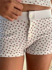 Womens Button Front Lounge Shorts Casual Floral/Stripes Print Low Waist Slim Fit Shorts Going Out Shorts