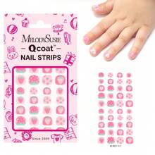 MelodySusie Qcoat Fully Cured Gel Nail Strips For Kids - UV Free Nail Polish Strips, Long Lasting Gel Nail Stickers, Includes 40 Nail Wraps, 2 Prep Pads, And Nail File - Sweetheart Strawberry - View 1