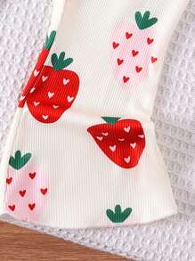 2pcs Baby Girls' Cute Fruit Pattern Long Sleeve Sweatshirt + Pants Set, Lightweight For Spring & Autumn
