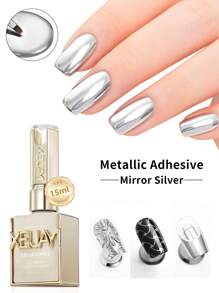 XEIJAYI 1PC 15ML Mirror Silver Metallic Painting Gel Nail Polish Soak Off Gel Nail Polish Silver Mirror Glitter UV Gel For Home Manicure DIY - 銀色 - 查看 2