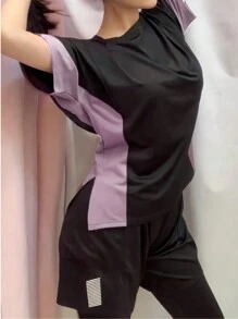 5pcs Women Sports Suit Set: Oversized Batwing Hoodie + Loose Sports T-Shirt + Sports Bra + Outdoor Pants + Loose Shorts