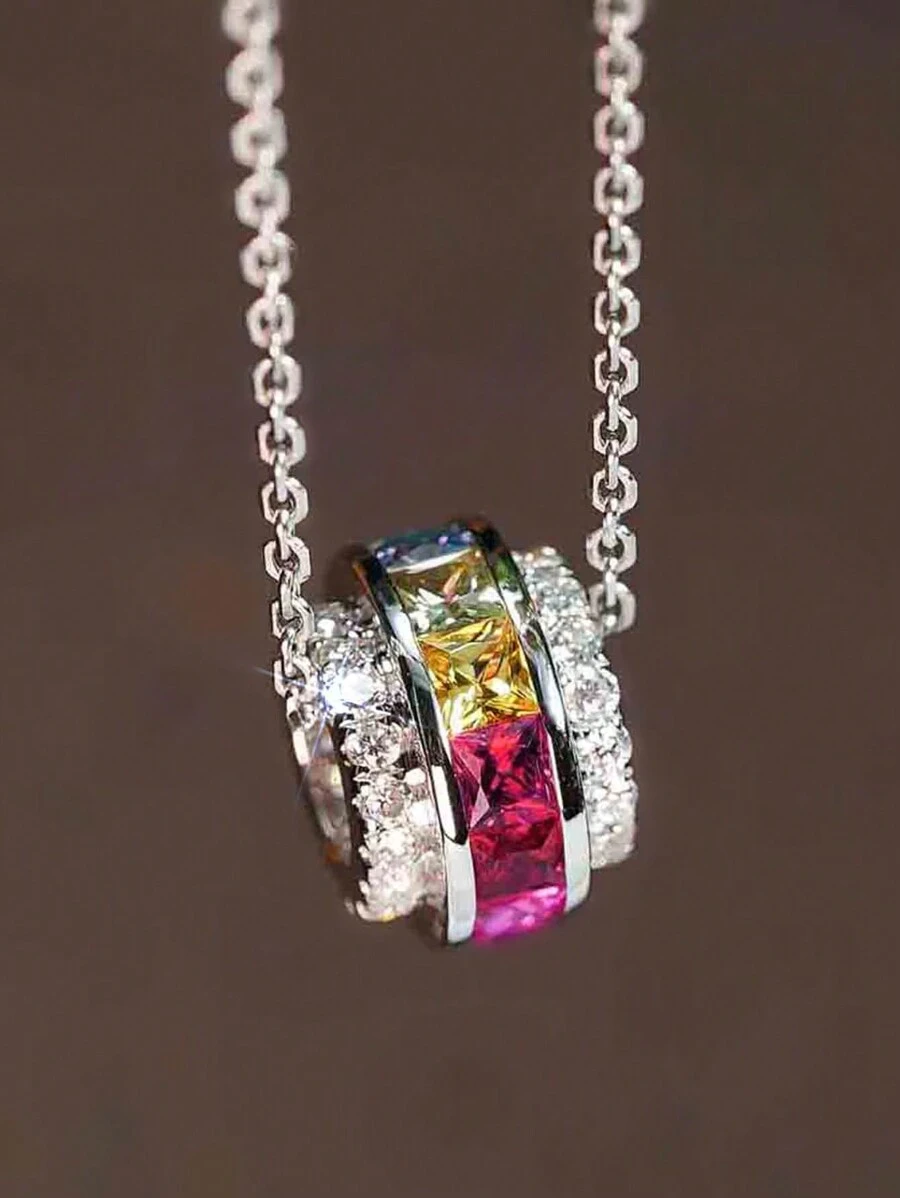 1 pieza Hermoso collar con colgante de circonita cúbica para mujer, regalo del Día de San Valentín, joyería de boda