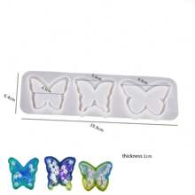 1 Peça de Molde de Silicone em Forma de Coração de Borboleta de 3 em 6 Furos para Pingente e Chaveiro de Resina com Conta-Gotas de Cristal DIY
