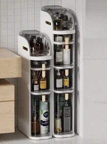 1 pieza Gabinete deslizante delgado de espacio reducido, adecuado para cocina, baño, estantes de cajones multifuncionales - Gris Oscuro - Ver 6