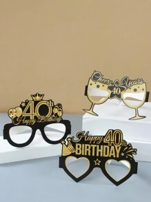 8 piezas Gafas de papel negras y doradas para fiesta de cumpleaños 40, accesorios de foto de fiesta de cumpleaños, decoración y suministros para fiesta de 40 cumpleaños, artículos de fiesta feliz cumpleaños, decoración del hogar y de la habitación