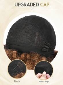 Peluca diadema con estilo afro corto, rizado y rizado para mujeres, peluca afro natural negra sin pegamento con diadema incorporada, peluca rizada con diadema sintética para mujeres, peluca afro con pañuelo - Marrón - Ver 11