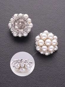 5pcs/Set Elegant Metal Pearl Dome Buttons, Suitable For Furs, Suits, Uniforms, Jackets, Decorative Accessories, Handbags, Gift Boxes, Flower Bouquets, Jewelry DIY