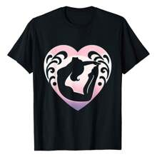 Heart Yoga Pose Valentine's Day T-Shirt, 220g Pure Cotton, Casual Crew Neck, Ideal For Outings, Travel, And Relaxed Style.